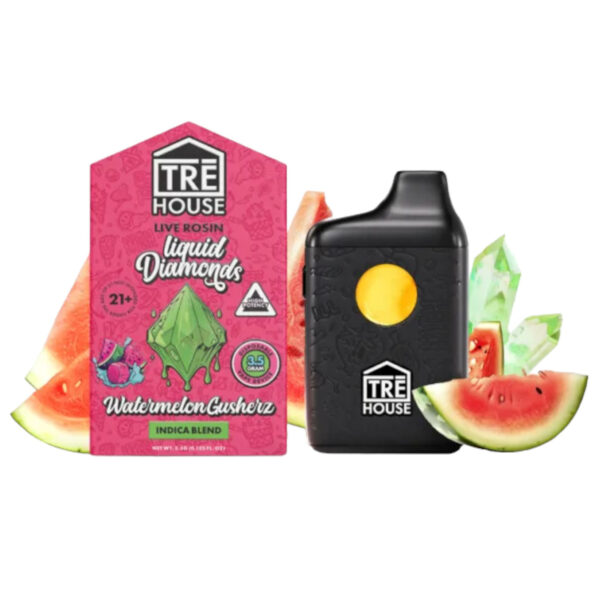 Trehouse Watermelon Gusherz Indica Live Rosin Liquid Diamonds Vape Pen for sale