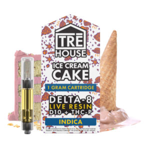 Trehouse Live Resin Delta 8 Cartridge – Ice Cream Cake – Indica 1g for sale