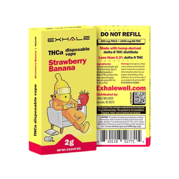 Exhale wellness Strawberry Banana (Strawnana) THCA Disposable for sale