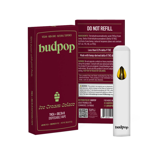 Budpop Ice Cream Gelato THCa & Delta 8 Disposable for sale