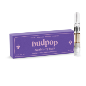 Budpop Blackberry Kush Delta 8 + Live Resin 1g Vape Carts (800 mg) for sale